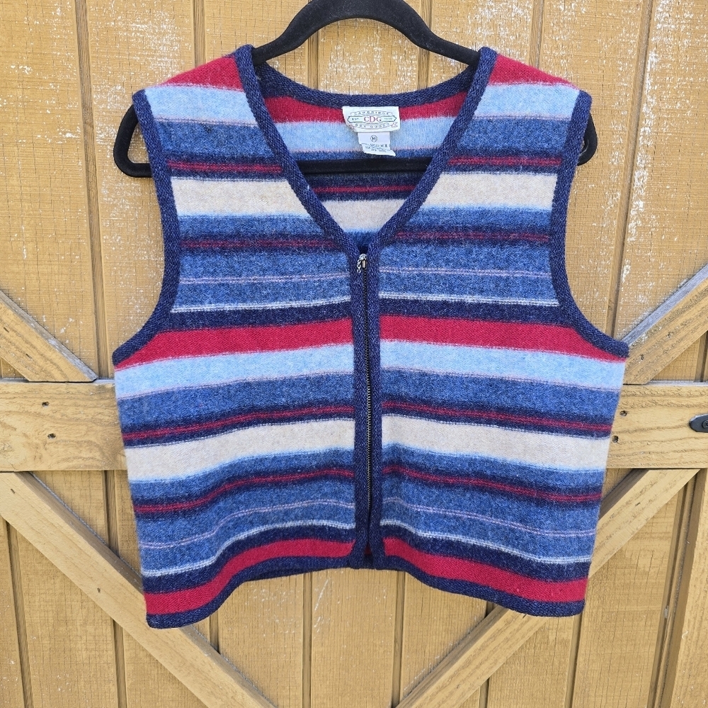 Cambridge Dry Goods Striped Vest - Red, Blue, Cream